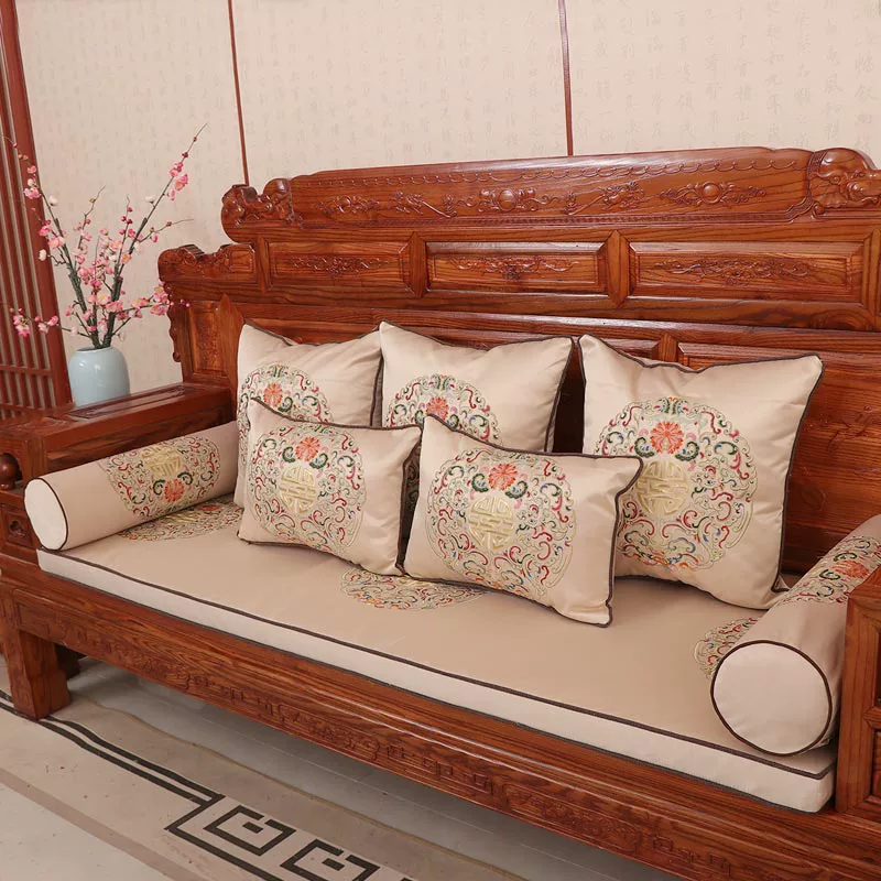 Đệm sofa gỗ gụ có thể tháo rời và có thể giặt được đồ nội thất Trung Quốc không trơn trượt ghế gỗ rắn đệm đệm mút đệm tựa lưng dày tùy chỉnh - Ghế đệm / đệm Sofa