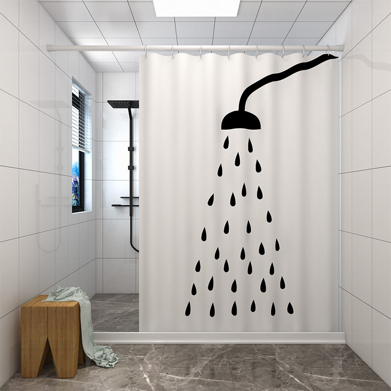 Bathroom Shower Curtain Set, Thickened Waterproof Fabric, No-Drill Magnetic Bathroom Curtain, Door Curtain, Partition Curtain