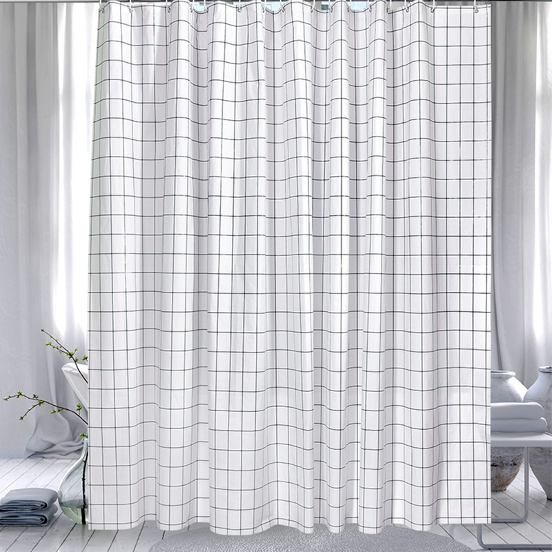 Bathroom partition shower curtain set Free hole waterproof bath shower room powder room door stopper water curtain thickened cloth