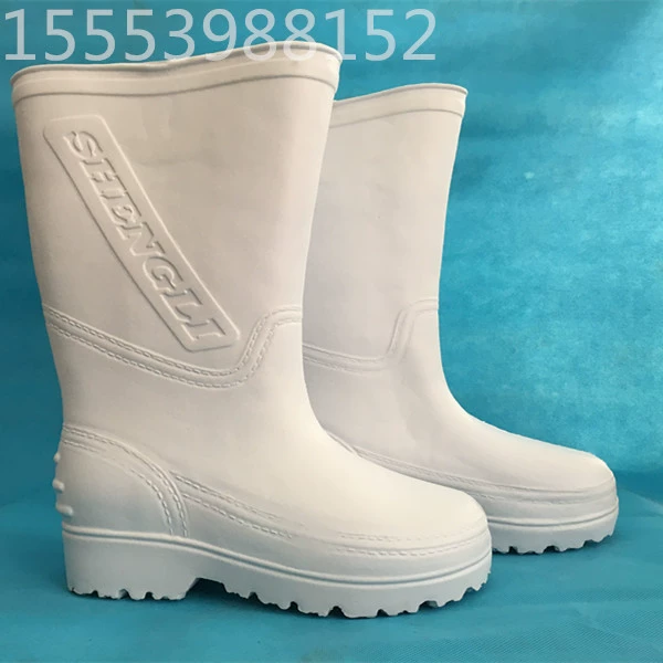 Nhà máy thực phẩm dày xốp trắng cộng với bông mưa ủng nam và nữ bông mưa ủng mùa đông ấm không thấm nước giày