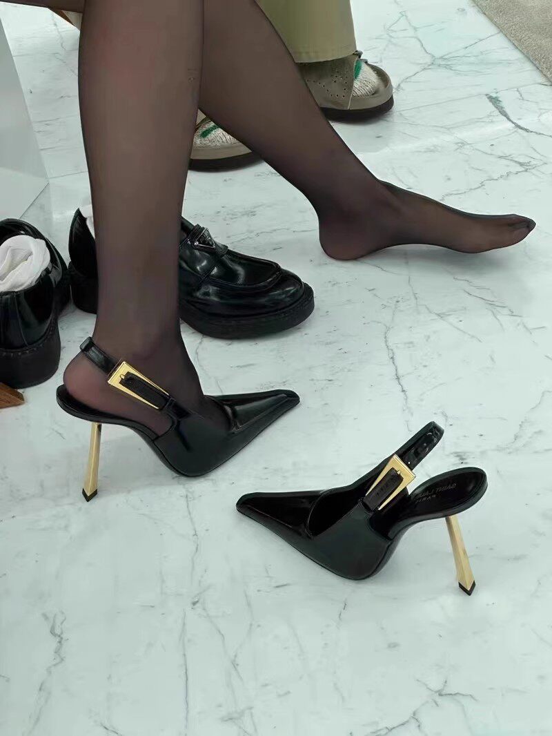 Park Choi Young Heel High Heels Woman Black Lacquered Leather Square Head Light Mouth Single Shoes Sexy Thin Heel Lined With Baotou Sandals-Taobao