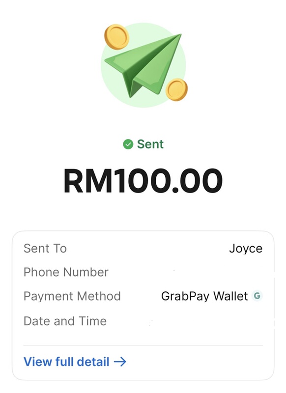 Grab Pay Rm100 Malaysia Taxi Service, Food Delivery, Restaurant Payment, Send Mobile Number 5Am-9Pm