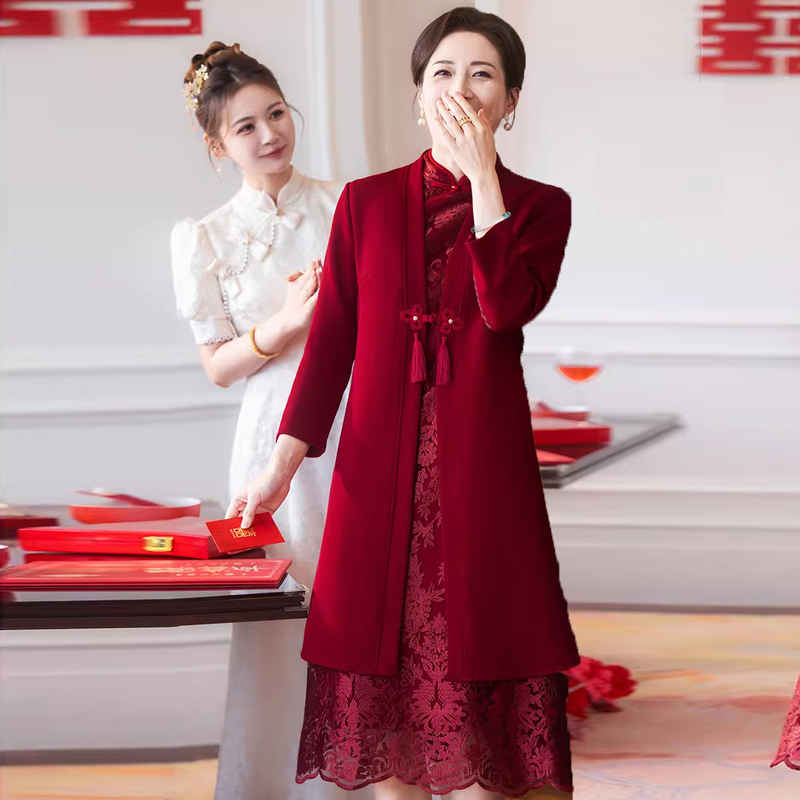 May Day Mother's Wedding Dress 2026 New Style Mother-In-Law Wedding Dress Middle-Aged and Elderly Women's Dress Two-Piece Set Summer