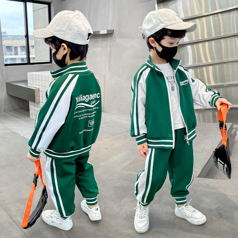 Boy Spring Loaded Suit Tide Card 2022 New Foreign Pine Boy Casual Sports Clothes Spring Autumn Children's Korean Version Trendy