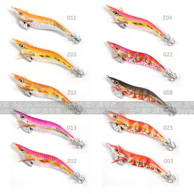 Taiwan ink will FUKUSHIMA squid hook wooden shrimp wooden shrimp bait wooden umbrella hook fake shrimp bait multi-color No 3 17g