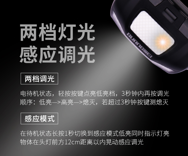 Đèn pha cảm ứng Quảng Đông LED không thấm nước đèn pha gắn đầu câu cá hai đèn siêu sáng ngoài trời đèn pin đội đầu điện quang