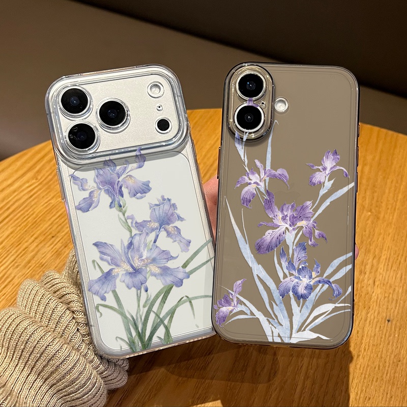 Chinese Style Iris Flower Phone Case Suitable for Apple 18 Pro Max, New Chinese Style iPhone 16, Xiaomi 17, Huawei Pura 90, Vintage Style Mate 80, Redmi, Iqoo 15, Honor, Oppo, Oneplus, Vivo