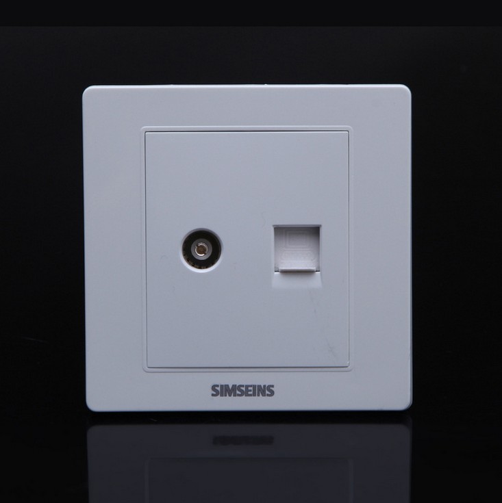 Closed circuit with telephone home wall switch socket 86 type concealed panel elegant white R8 series TV phone