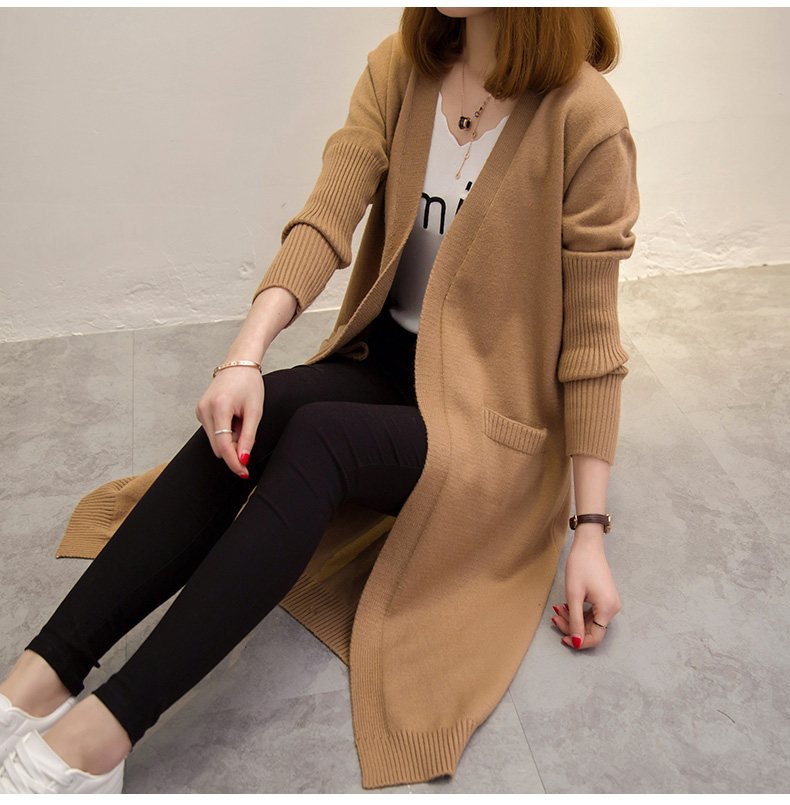 Áo len dài nữ áo len cardigan 2017 xuân hè mới của phụ nữ phiên bản Hàn Quốc của áo sơ mi rộng rãi hoang dã áo len cao cổ nữ