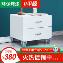 Post-modern bedside table Simple light luxury fashion creative paint Master bedroom bedside cabinet Apartment stainless steel bedside table