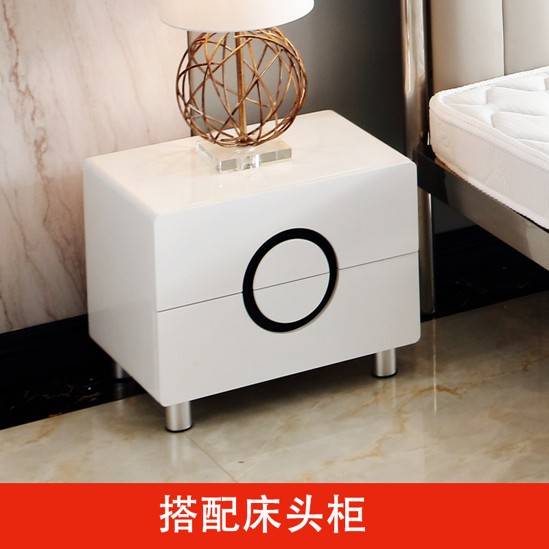 Rear modern bed head cabinet minimalist light luxury fashion creative baking paint master bedroom bedside cabinet apartment stainless steel bed head cabinet