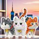 Extra large cute three cats building block educational assembly toy