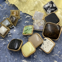 Square Button Metal Joker Retro Button Shirt Hairy Top Jacket Suit Decoration Button Gold