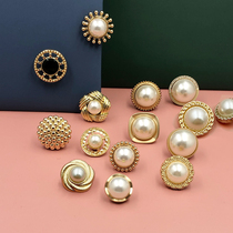 Pearl button button top blouse womens shirt metal round small fragrant wind Joker short sleeve cashmere sweater coat button