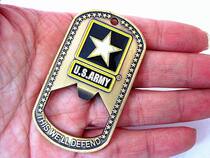 US original army pure copper commemorative key card EDC brass dog tag opener beer bottle screwdriver