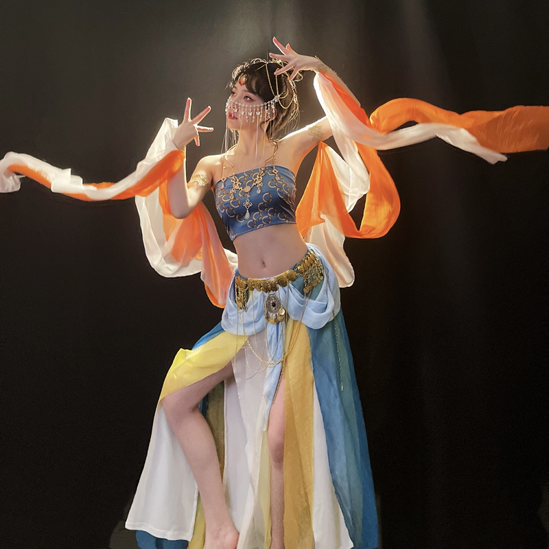 Little Orange's Same Style of Flying Dunhuang Dance, Classical Dance, Elegant Fairy, Exotic Ancient Style, Sexy Costume, Ethnic Performance Costume Little Orange's Same Style of Flying Dunhuang Dance, Classical Dance, Elegant Fairy, Exotic Ancient Style, Sexy Costume, Ethnic Performance Costume