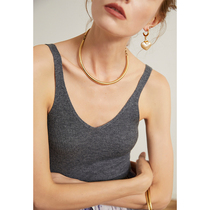 Ozhi Country 48 double-strand Australian wool knitted bottoming coat womens 4-color double-collar two-wearing vest Joker