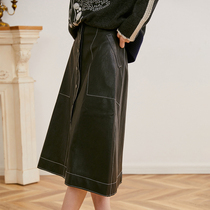 Aozhi Country Modern Times ~ 21 Winter Fashion Quality Environmental Protection Leather Elegant Style A- line Dress 2 Color Skirt