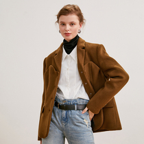 Ozhi country imported wool splicing 21 winter 2 color woolen suit jacket jacket French commuter SE