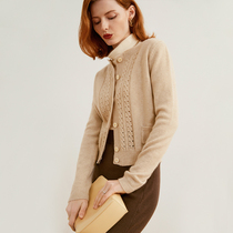 Ozhi country (about 285 grams of cashmere) retro texture 21 autumn hollow design 2 color double pocket cardigan sweater