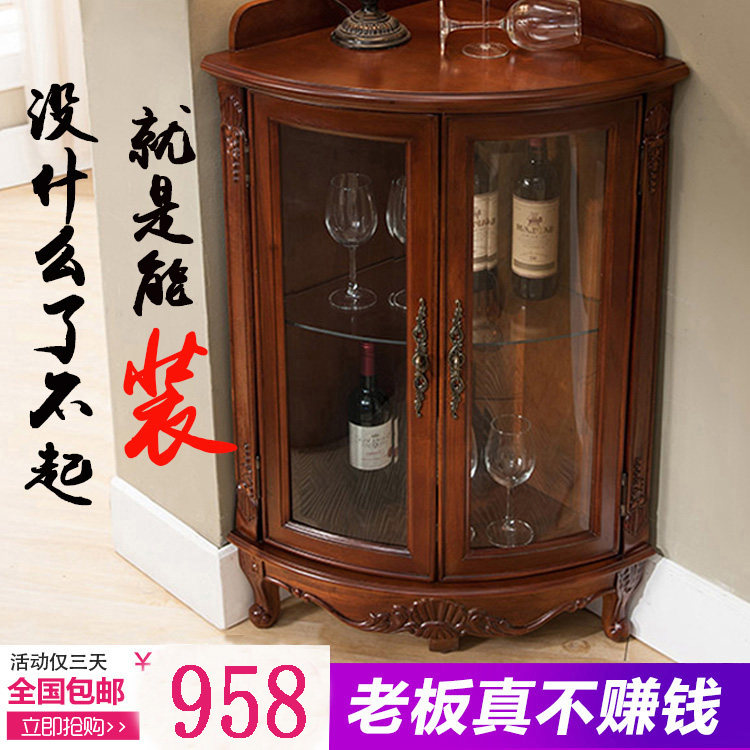 Купить Угловая тумба 美式实木角柜墙角柜 欧式客厅柜沙发转角酒柜 三角柜白色储物柜 Run yan furniture в