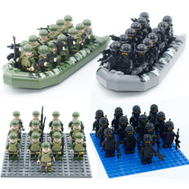  LEGO police building blocks Military series Boys SWAT minifigure pumping music World War II special forces villain toy