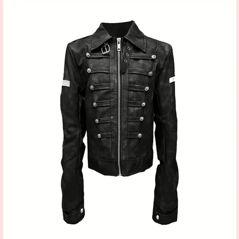 Knight Series Palace-Style Cross-Buttoned Jacket for Men, Autumn Slim-Fit Lace-Up Regular Shoulder Slimming Punk Short Jacket Knight Series Palace-Style Cross-Buttoned Jacket for Men, Autumn Slim-Fit Lace-Up Regular Shoulder Slimming Punk Short Jacket