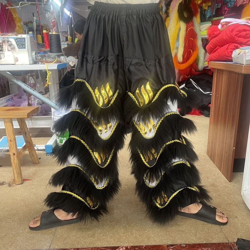 Lion Dance Pants, Buddhist Clothing, Lion and Crane Pants, Dragon Cloth Wool Lion Pants, Sequin Pants, Beaded Cloth, Australian Wool Lion Pants
