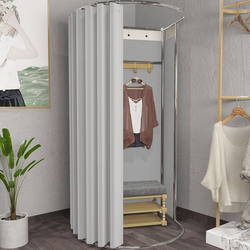 Mobile Fitting Room for Clothing Stores and Malls, Temporary Changing Room with Track, Portable for Changing Clothes, with Display Curtain Mobile Fitting Room for Clothing Stores and Malls, Temporary Changing Room with Track, Portable for Changing Clothes, with Display Curtain