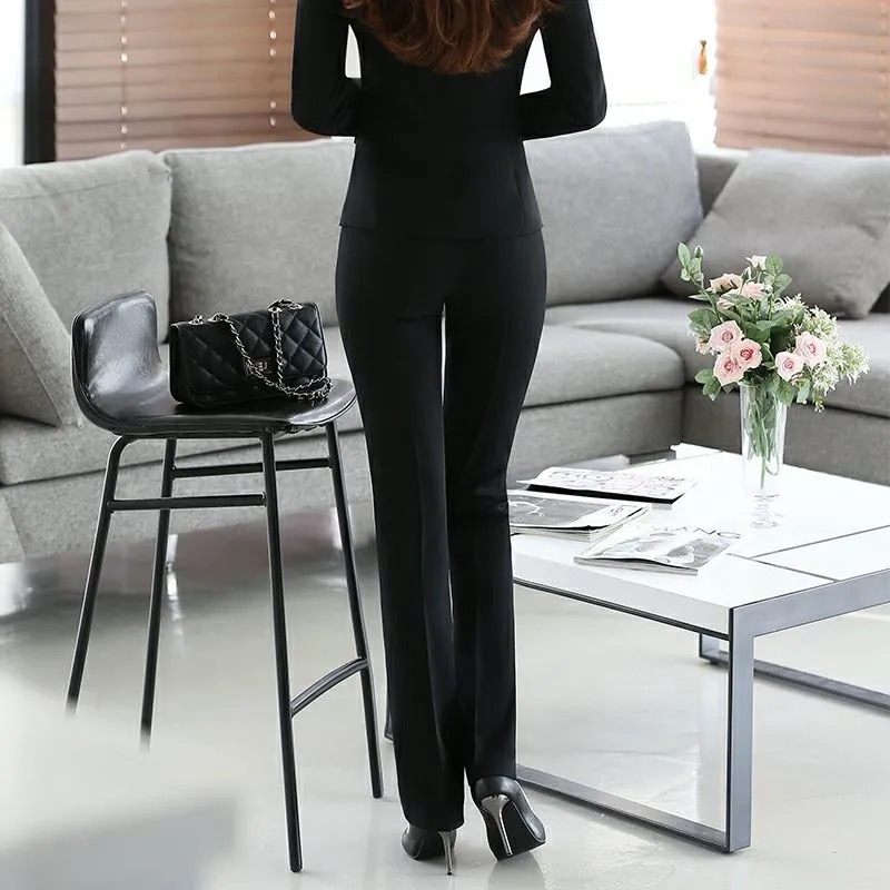 Suit pants women's high waist slim black all-match straight work pants professional overalls autumn and winter large size suit pants