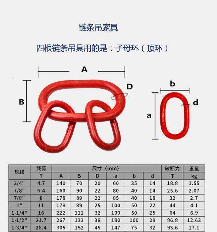 Подъемные цепи 链条吊索具g80起重铁链子卸扣环挂钩子吊装货四根爪1米2m6吨10t8t