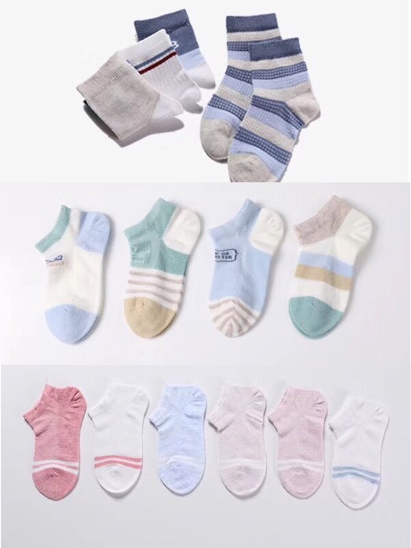 6 Double Bambi children Sox pure cotton men and women new spineless socks mesh thin and autumn winter spring and summer baggy