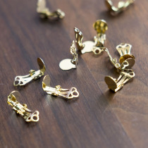 贴片耳夹蝴蝶形粘式夹铜镀保色金高品质diy饰品耳饰配件 法绣串珠