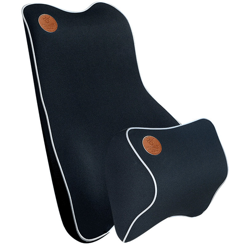Car Lumbar Support Cushion, Memory Foam Backrest Cushion, Car Seat Headrest and Backrest Set for Driver