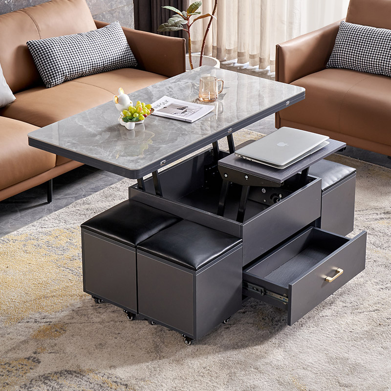 Multifunctional Coffee Table and Dining Table, Dual-Purpose, Adjustable Height, for Living Room, Suitable for Small Apartments, Foldable, Movable, Convertible, Two-In-One