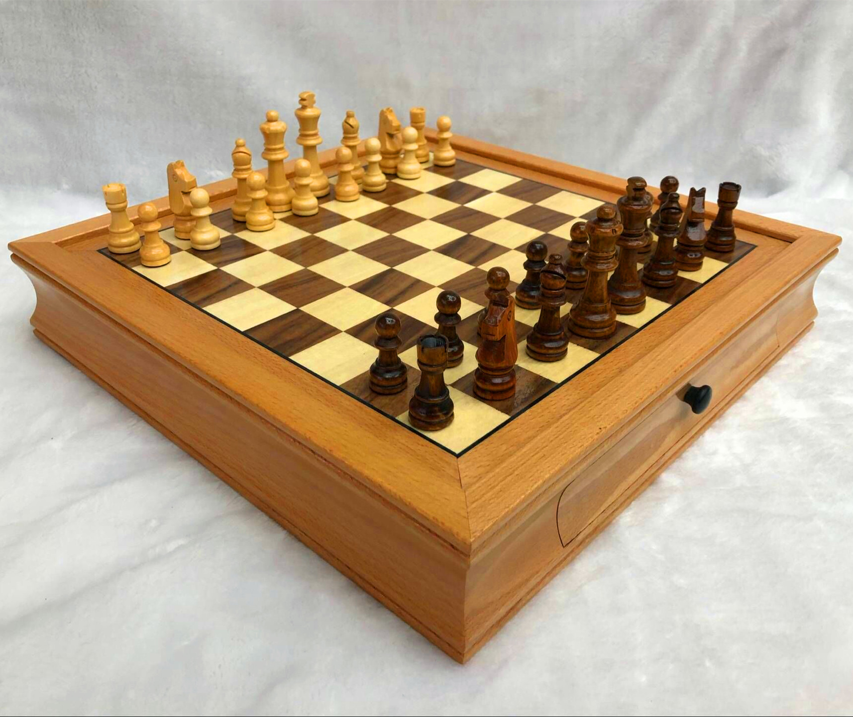 Qixiong chess set Solid wood children beginner birch chess pieces large high-grade wooden chessboard chess