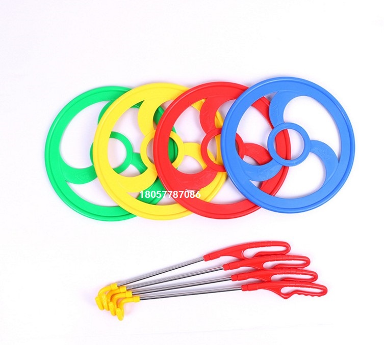 Kindergarten outdoor sports children hand push ground dragon circle roll iron ring toy plastic sensory system equipment Hot Wheel