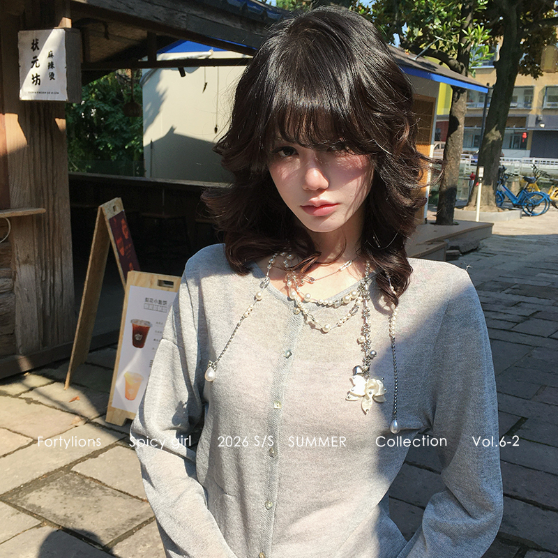 Fortylions Round Neck Short Thin Knit Cool Loose Cardigan for Women Summer Gray Long Sleeve Thin Cardigan Fortylions Round Neck Short Thin Knit Cool Loose Cardigan for Women Summer Gray Long Sleeve Thin Cardigan