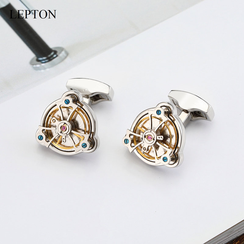European and American Fashion Movement Cufflinks, Punk Gear Tourbillon Buttons, French Shirt Cuff Studs, Men's Wedding Gift