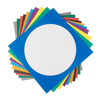 Colorful round cardboard with outer square and inner circle handmade drawing paper