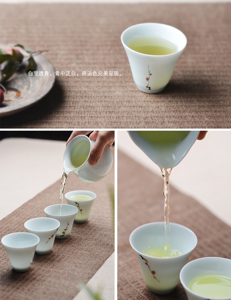 The Fire one thousand cups of jingdezhen ceramic powder enamel name plum hand - made single small tea kungfu tea cup sample tea cup individual cup