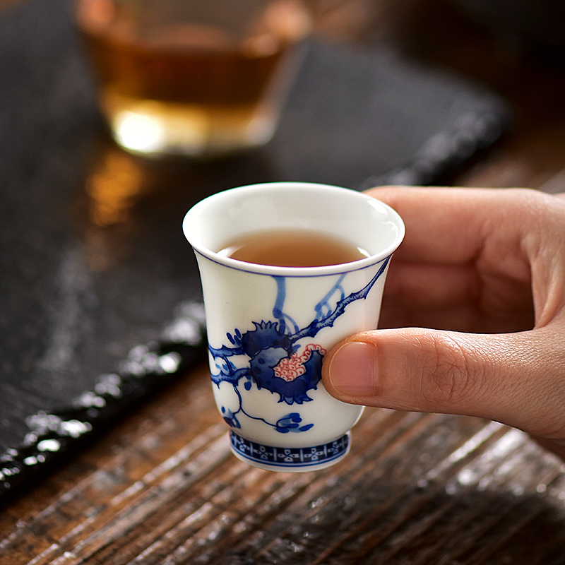 Kung fu tea cup 6 ms sniff ceramic only blue small cup sample tea cup small cups move