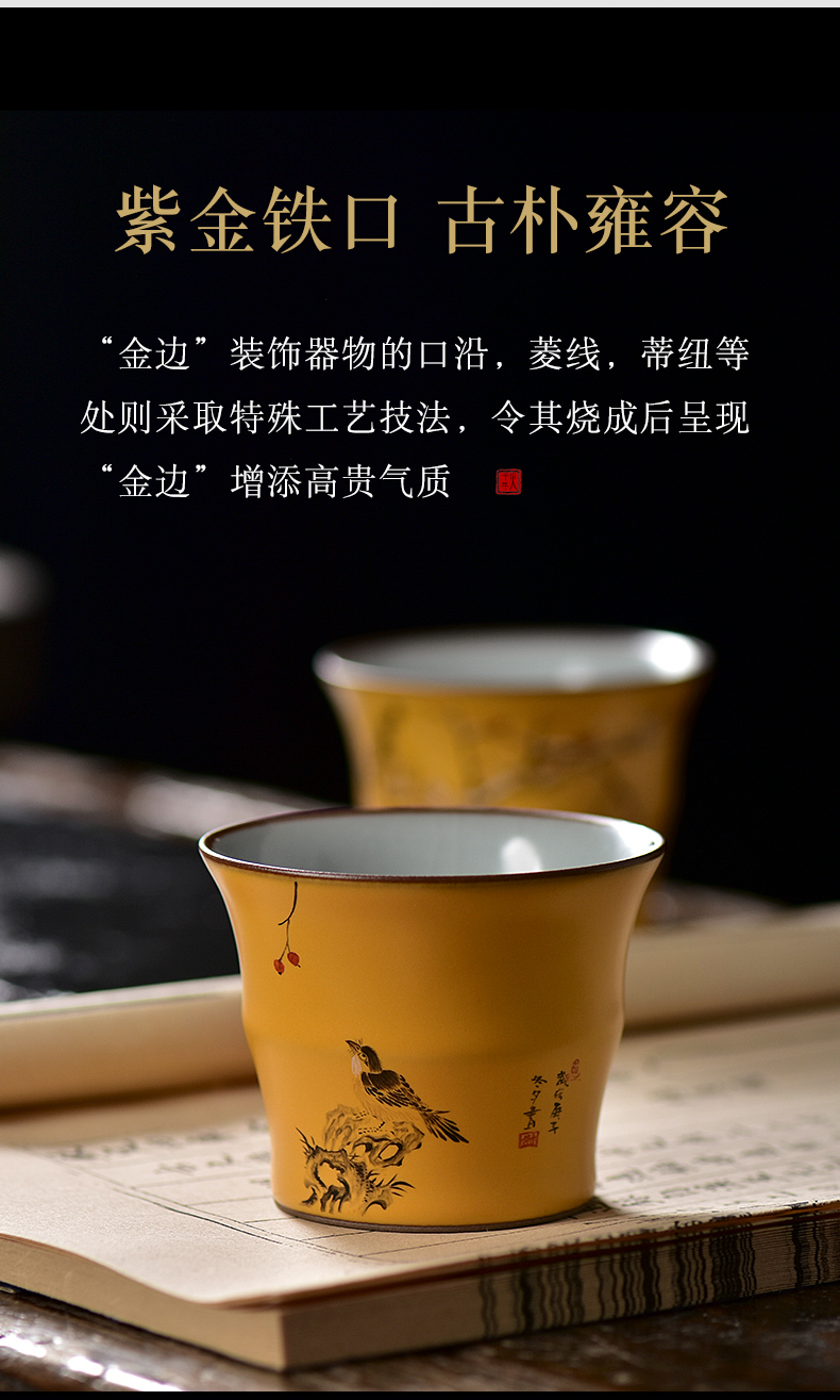 Pastel hand - made master cup of jingdezhen ceramic suit beaming tea cup sample tea cup personal kung fu tea cups