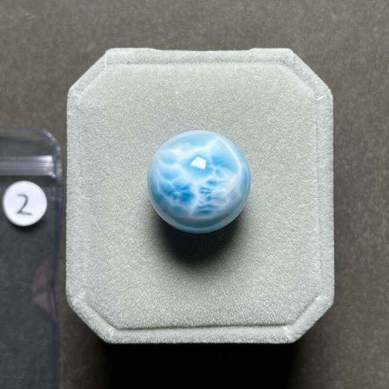 One Item, One Picture, Natural Sea Pattern Stone Single Bead, Larimar Loose Beads, Ball-Shaped Jade-Like Turtle Back Pattern, Dominican Crystal DIY
