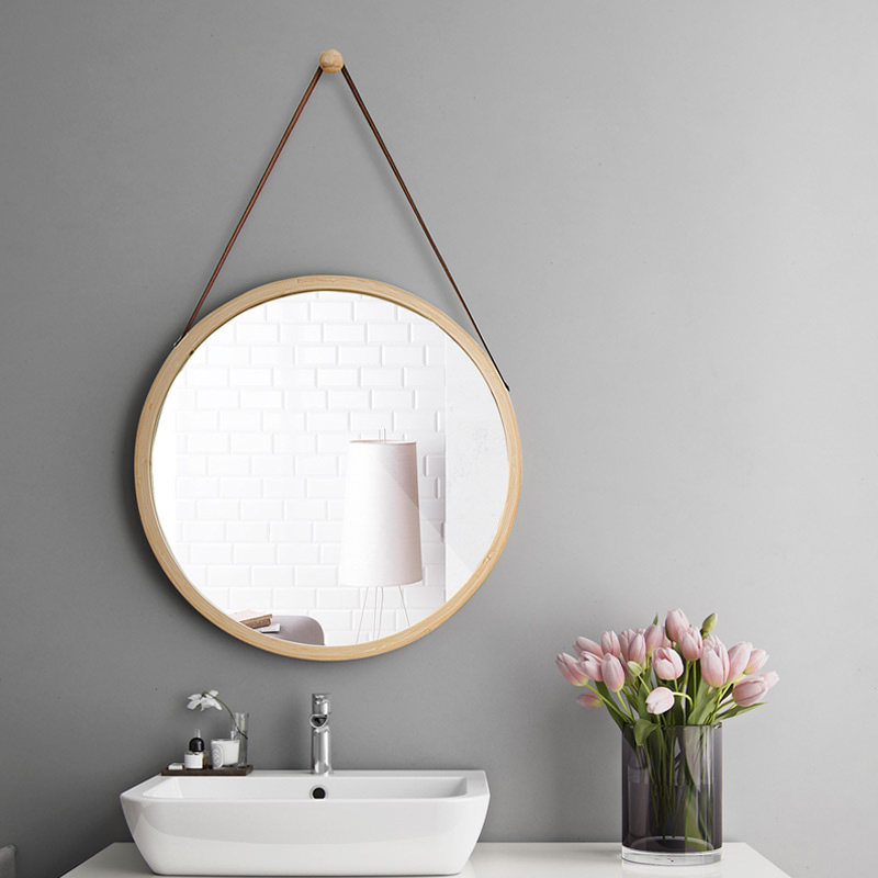 Square elliptical diamond makeup mirror bathroom mirror frame toilet Nordic style Simple Ytterbium mirror hanging wall