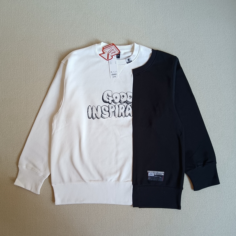 Gu Extremely High-Quality Collaboration with Mihara Yasuhiro, Loose-Fitting Patchwork Sweatshirt My 333527 Gu Extremely High-Quality Collaboration with Mihara Yasuhiro, Loose-Fitting Patchwork Sweatshirt My 333527