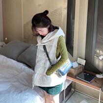 Via Vela pony jacket women 2021 new little white duck down sleeveless vest rabbit ears short vest