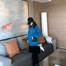 Via Vela sweater women 2021 new fashion loose Korean edition bf lazy wind long-sleeved round neck cotton blue jacket