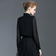 Fungus edge chiffon shirt women's fashionable spring wear 2023 new professional black shirt women's long-sleeved ruffled top