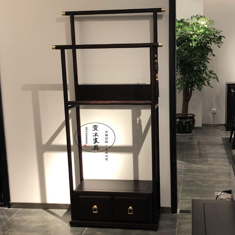 New Chinese-style solid wood hanger floor-to-ceiling light luxury hanger homestay bedroom Zen-like box coat rack custom furniture